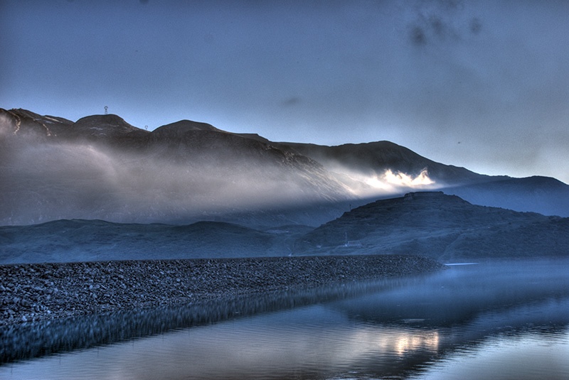 Mont Cenis lake in the evening
